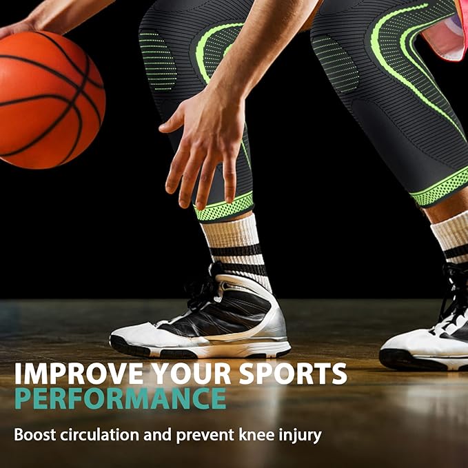 2 Pack Full Leg Compression Sleeves for Men And Women Long Knee Brace Support for Basketball, Running, Workout, Cycling, Sport