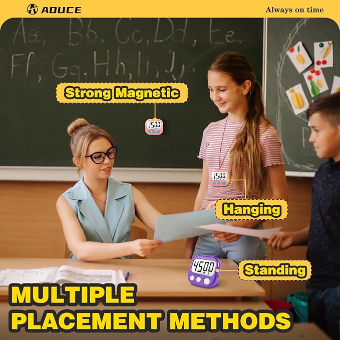 Classroom Timers for Teachers Kids Large Magnetic Digital Timer Teacher Supplies 2 Pack-Pink Purple