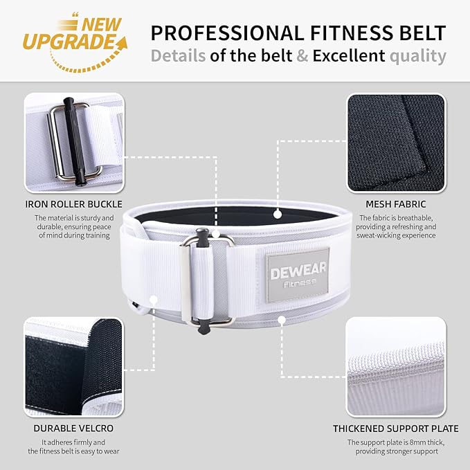 Durable Weight Lifting Belt, 4'' Wide Gym Belt for Bodybuilding, Powerlifting, Squats, Deadlift - Provides Lumbar Support & Stability for Men & Women