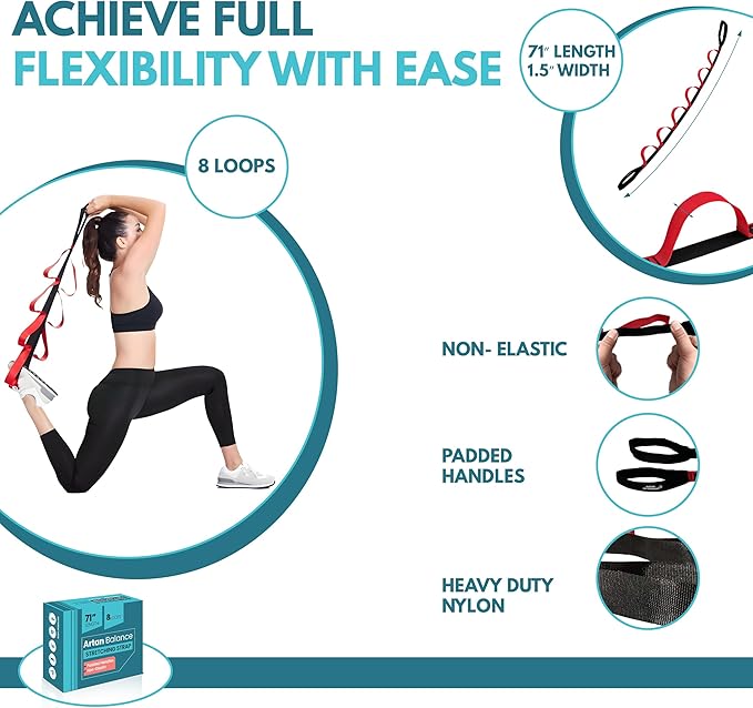Artan Balance Stretching Straps for Flexibility, Balance, and Leg Stretching – Multiple Styles for Yoga, Ballet, Dance, Gymnastics & Physical Therapy