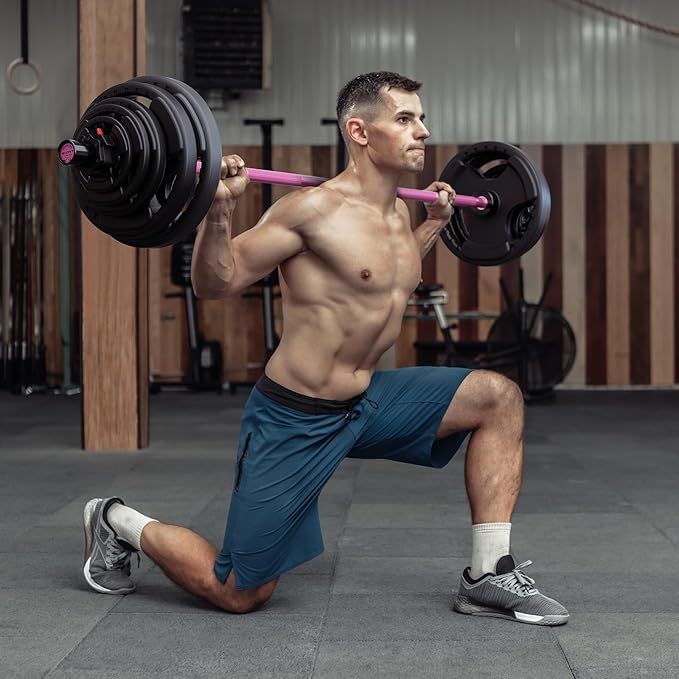 RitFit Barbell Weight Set - 4/6FT Olympic Barbell with Weight Plates (55-115LB Total) - Weightlifting Equipment for Squats, Curls, Deadlifts, Presses, Hip Thrusts