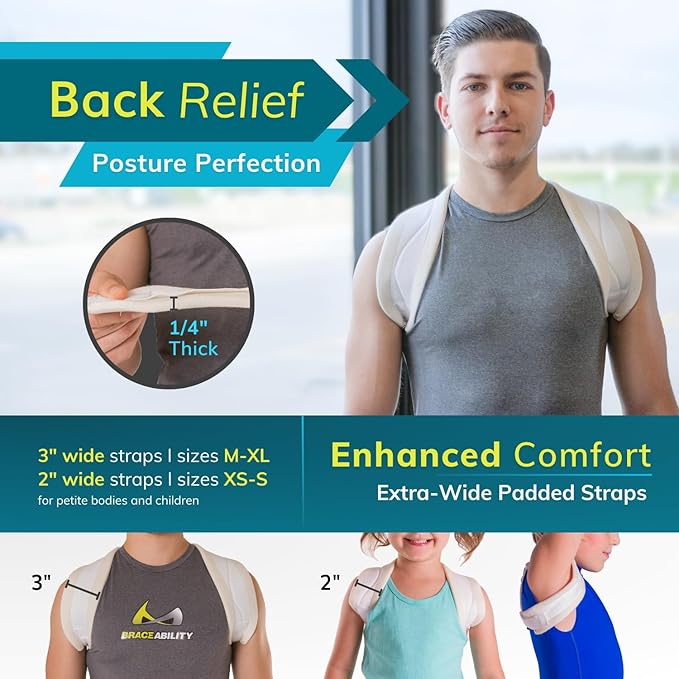 BraceAbility Clavicle Support Brace - Figure 8 Upper Back Brace Posture Corrector for Women and Men, Shoulder Straightener, Kyphosis Relief, Sling for Injuries and Fractures (Small)