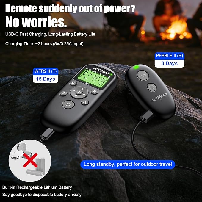 for Nikon Cameras Wireless Rechargeable Timer Shutter Release Remote Control with LCD & Upgraded Interval Timer for Z6 II, Z7 II, Z9, Z6 III, D850, D750, D780, D810, D500, D5600, D7500, P1000