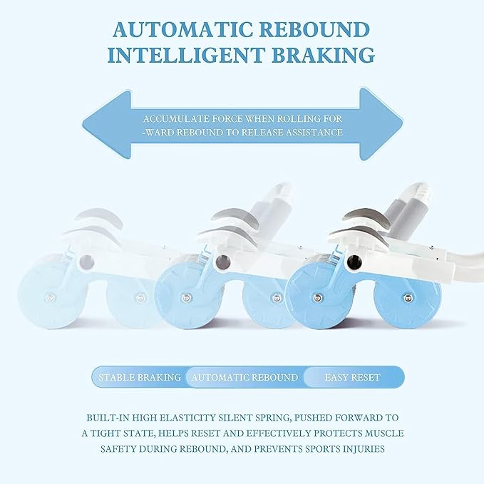 2026 Upgraded Automatic Rebound Ab Roller with Elbow Support, Dual Wide Wheel Ab Workout Equipment for Core Strength Training, Silent Ab Wheel for Beginners Men Women Home Gym Fitness