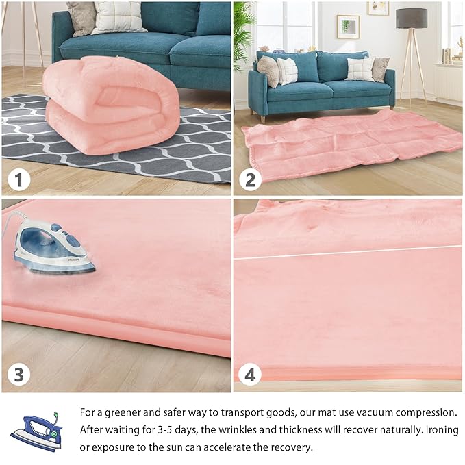 Baby Play Mat for Floor Nursery Rug Muscle Mat Area Rug Playroom Rug 47"x47" Playpen Mat Memory Foam 1.3" Thick Crawling Mat for Babies,Toddlers, Infants, Kids,Light Pink