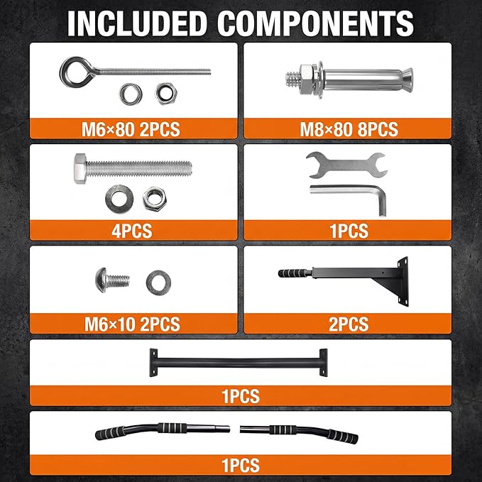 Pull Up Bar Wall Mounted - Multifunctional Wall Mounted Pull Up Bar for Home Gym, Workout Strength Training Equipment, Chin-Up Bar with 2 Suspension Anchors