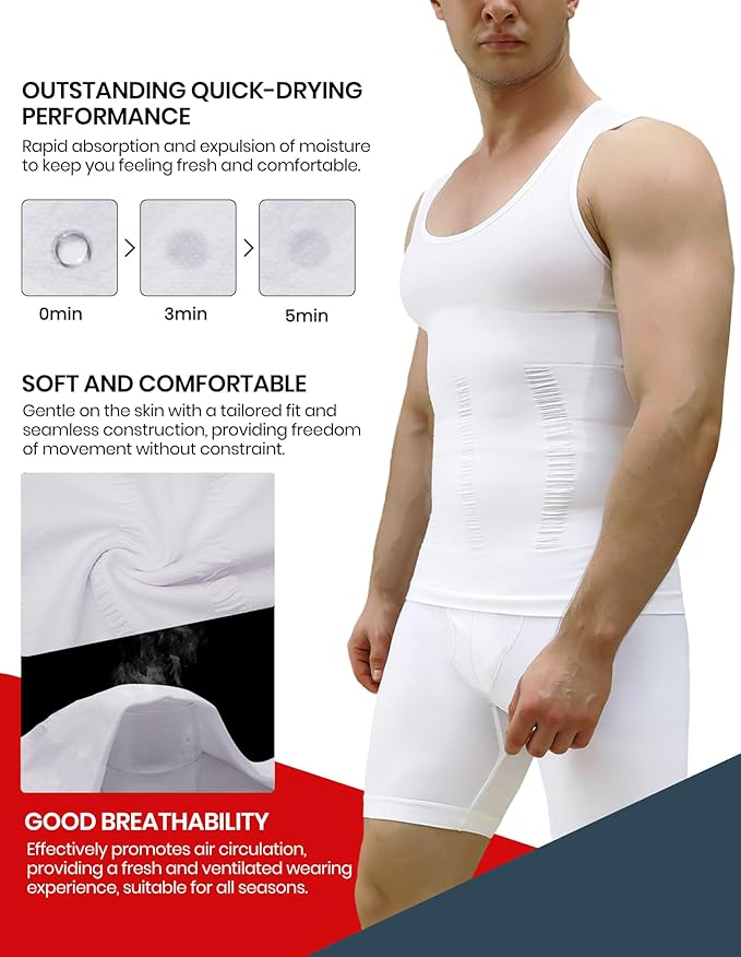 MEETYOO 1/2/3 Pack Men's Shaper Slimming Tank Top Athletic Compression Shirt with Sleeveless Undershirts for Men