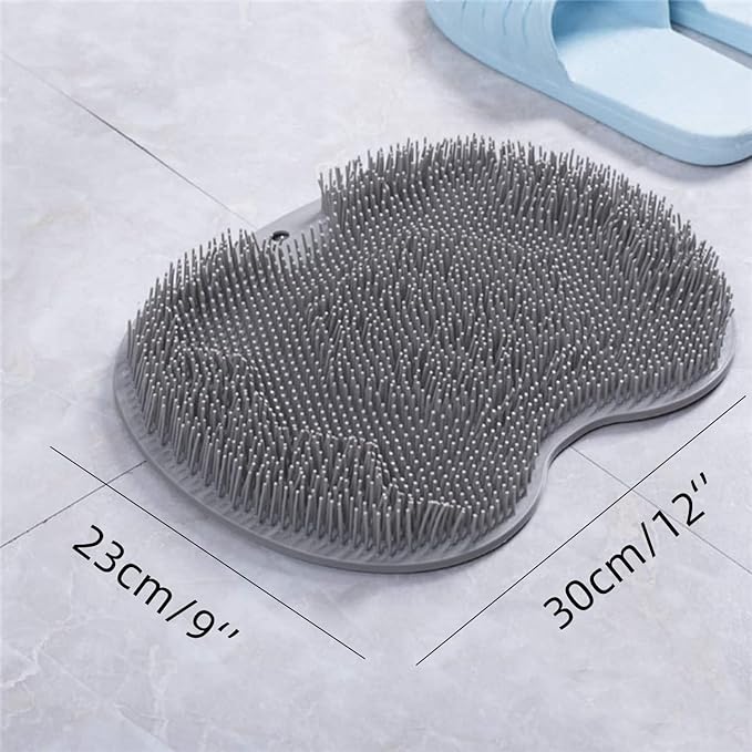 YVPSI Shower Foot & Back Scrubber, Wall Mounted Massage Pad, Silicone Bath Massage Cushion Brush with Suction Cups for Body Scrubber Improve Foot Circulation & Soothes Tired Feet (Grey)