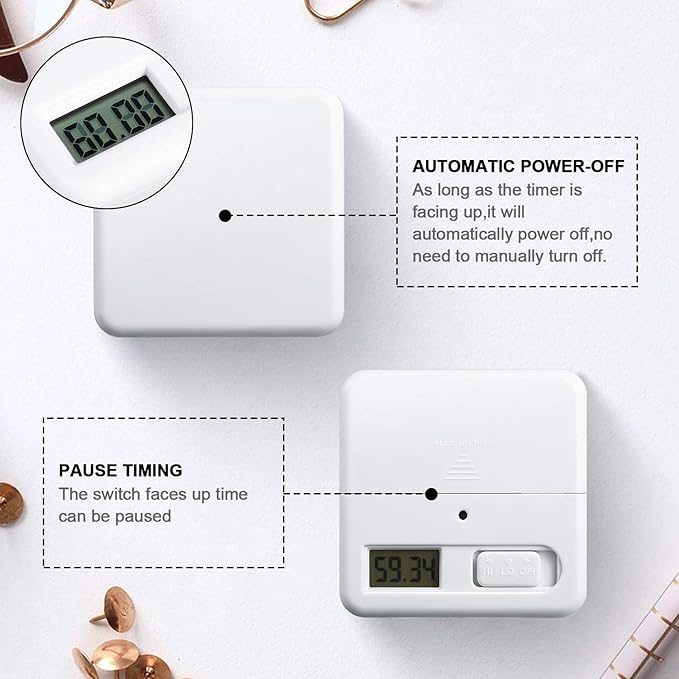 Weewooday Cube Timer, Gravity Sensor Flip Timer for ADHD Productivity, Classroom Kitchen Study Workout Cooking Desk Timers for Time Management, 15 20 30 60 Minutes Countdown Tool(White)