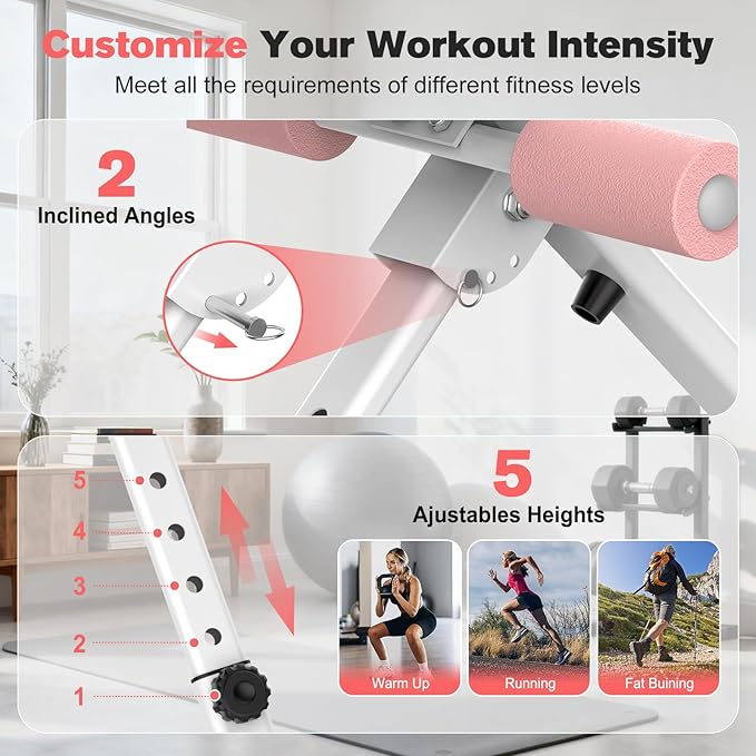 RELIFE REBUILD YOUR LIFE AB Workout Machine Adjustable Ab Trainer Machine Foldable Ab Cruncher Strength Training Equipment for Home Gym, Full Body Workout Equipment 440 LBS
