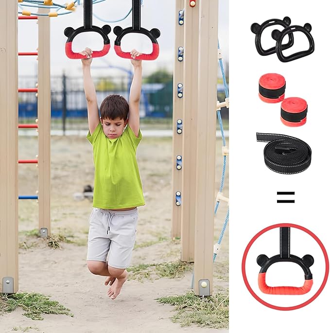 Kids Gymnastics Rings, Children's Home Gym Equipment, Children's Adjustable Strap Strength Training Rings, Pulling Rings for Physical Training