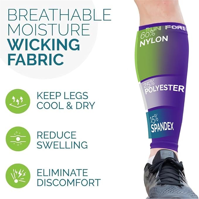 Run Forever Calf Compression Sleeves for Men and Women - Leg Compression Sleeve - Footless Compression Socks for runners