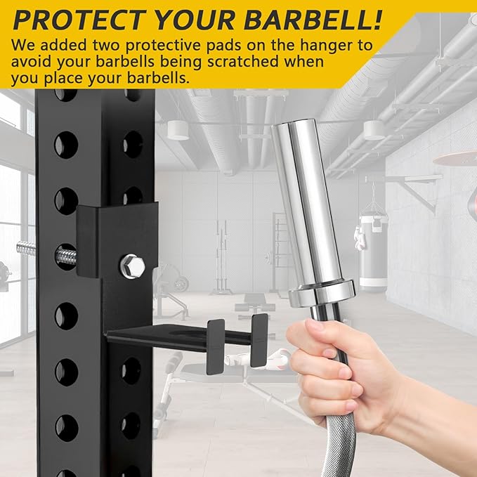 2 Pcs Barbell Holder for 3 x 3 Weight Racks Steel Barbell Mount Rack Vertical Training Curl Bar Holder Fits 5/8''-1'' Holes, No Drilling Required, Bearing 20 Pounds