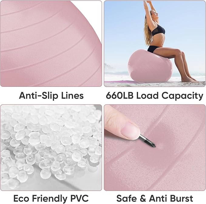 APEXUP Yoga Ball Exercise Ball Anti Slip Heavy Duty for Fitness, Balance & Core Workout, Balance Training, Pregnancy & Physical Therapy, 5 Sizes