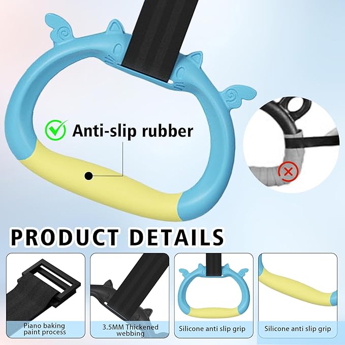 Gymnastics Rings, Children's Home Gym Equipment, Children's Adjustable Strap Strength Training Rings, Pulling Rings for Physical Training