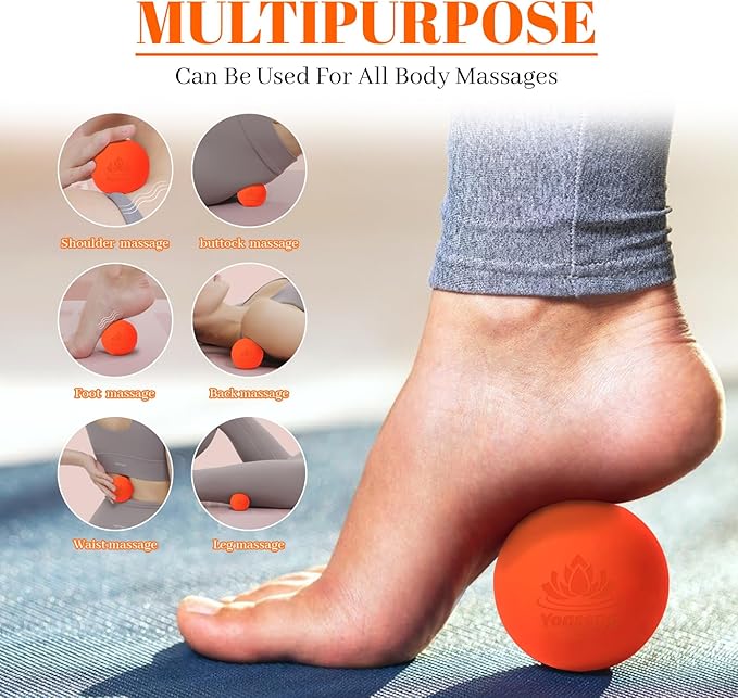 Physical Yoga Balls Massage Lacrosse Balls for Myofascial Release, Trigger Point Therapy, Muscle Soreness Deep Tissue Massage Balls Physical Therapy Equipment(2 Pack,Blue and Orange)