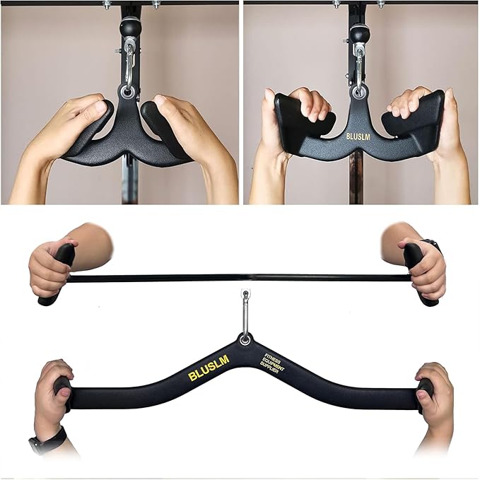 LAT Pull Down Bar for Cable Machine, LAT Pulldown Attachments T-bar V-bar Cable Attachment for Gym, Back Tricep Strength Training Handle