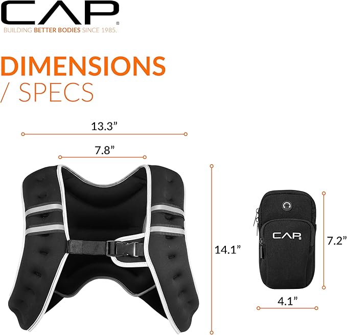 CAP Weighted Vest | 8lb -30lbs | Reflective Workout Vest for Walking, Running, Cardio, Strength Training | Multiple Colors