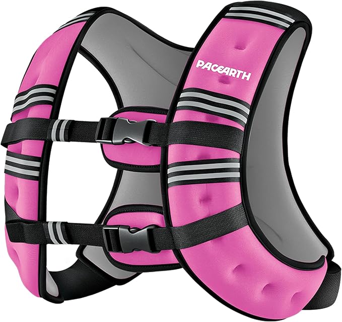 PACEARTH Weighted Vest,6lb/8lb/10lb/12lb/16lb/20lb/25lb/30lb Weight Vest with Reflective Stripe, Body Weight Vests for Women, Men, Weight Loss Workout, Strength Training, Running, Walking, Jogging