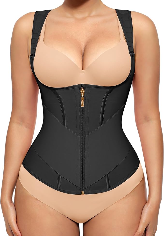 FeelinGirl Waist Trainer Vest for Women Tummy Control Corset Body Shaper Back Support Adjustable Straps Workout Faja
