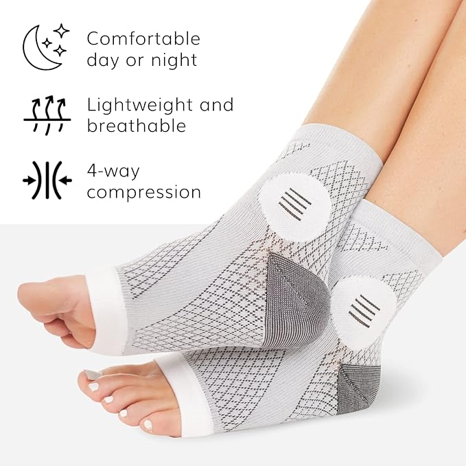 BraceAbility Neuropathy Socks (3 Pairs) - Multipack Peripheral Compression Diabetic Toeless Foot Sleeves for Nerve Damage in Feet, Ankle Gout, Plantar Fasciitis Relief for Men and Women (S - Gray)