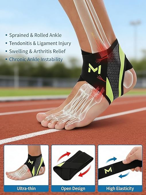 Ankle Brace for Sprained Ankle Plantar Fasciitis & Sports Breathable Compression Support for Basketball Volleyball Running Adjustable Stabilizer for Men & Women Fits Left or Right Foot