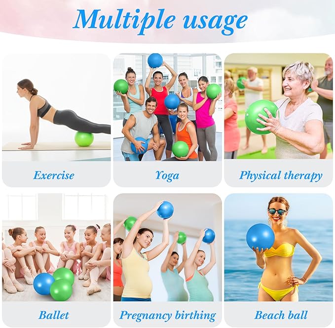 Aoriher 10 Pcs Small Exercise Pilates Ball Bulk 9 Inch Mini Yoga Balls Anti Burst and Slip for Stability Fitness Physical Therapy Stretching & Core Workout at Home Gym Office Class