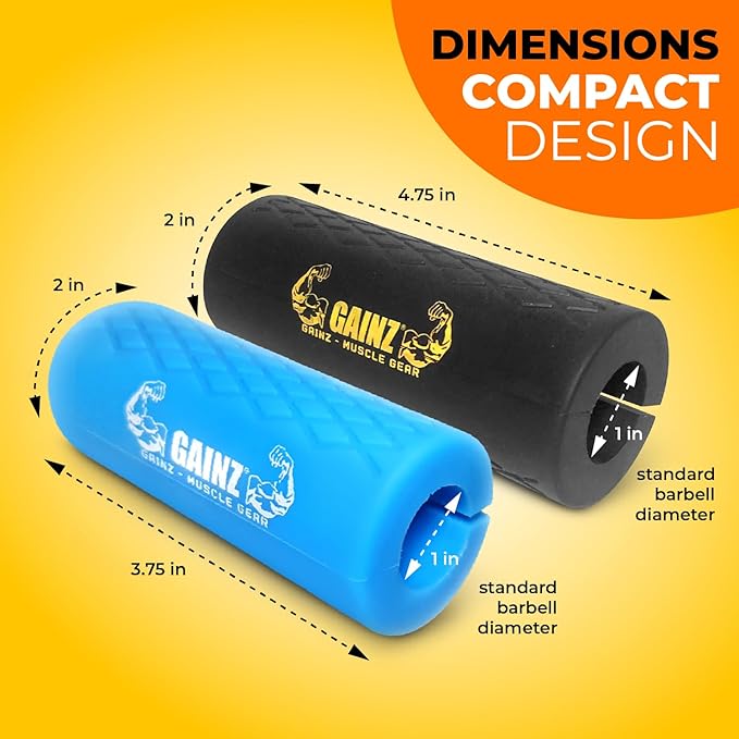 Gainz - Thick Grips Dumbell/Barbell Weight Lifting Adapters - Grow Bigger Biceps - Training, Bodybuilding (Set of 2)