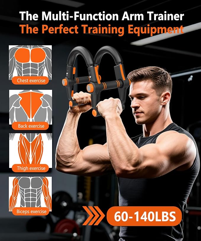 Twister Arm Trainer - 3-in-1 Adjustable Chest Workout Equipment,Portable Home Gym Chest & Arm Workout, Push Up Bars, 60-140lbs Resistance for Men Women