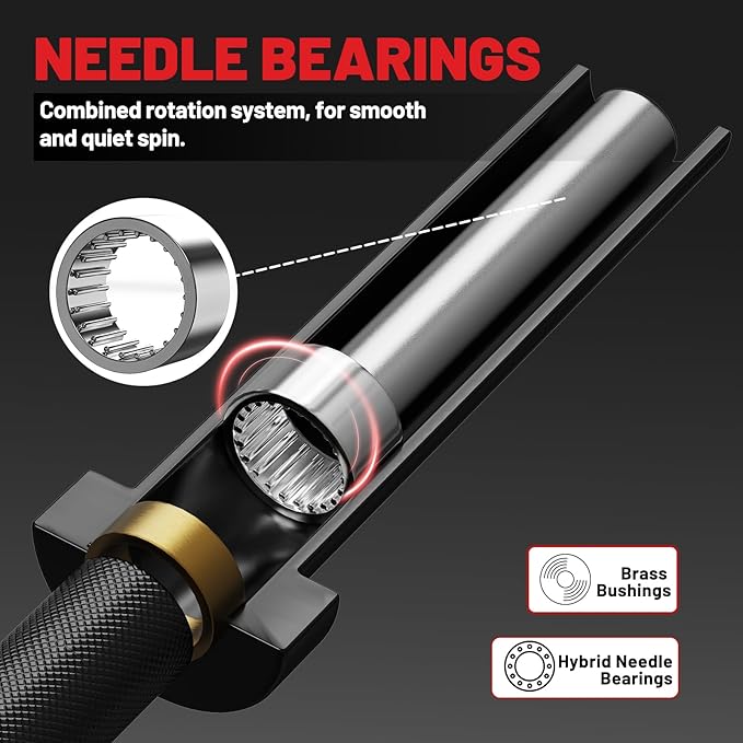 PAPABABE Olympic Barbell, 4ft/5ft/6ft/6.5ft Straight Barbell for Strength Training and Technique Adjusting, 2 inch Womens Olympic Bar with Moderate Knurling For Bench Press, Squats Curls Deadlifts Weightlifting