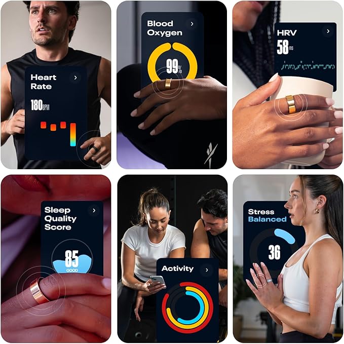 Reebok Smart Ring for Women or Men - Shiny Gold - Subscription Free - The Next Generation of Wearable Technology - Fitness and Sleep Tracker - Monitors Wellbeing and Recovery