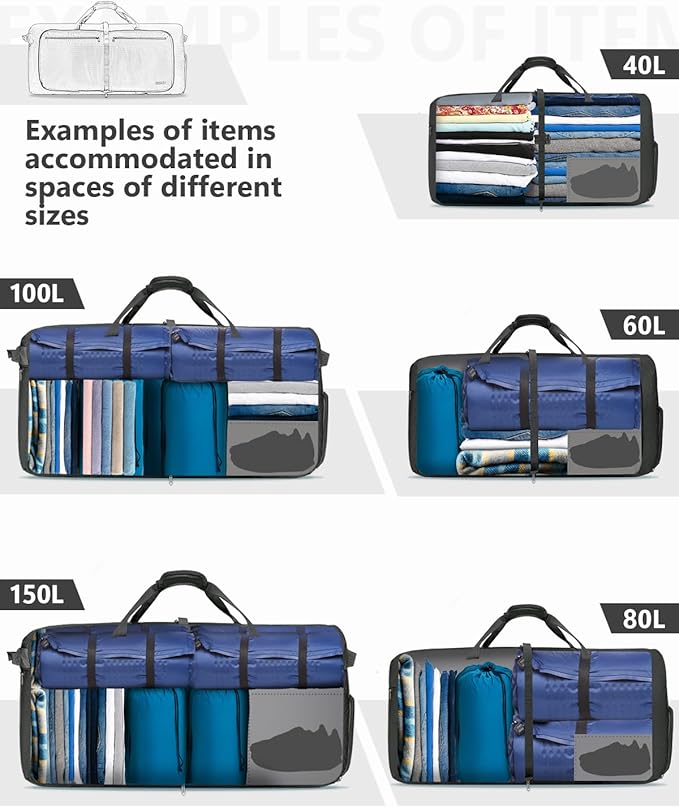 Gonex Large Foldable Travel Duffle Bag with Shoes Compartment, Packable Lightweight Water Repellent Duffel Bag for Camping Gym Weekender Bag