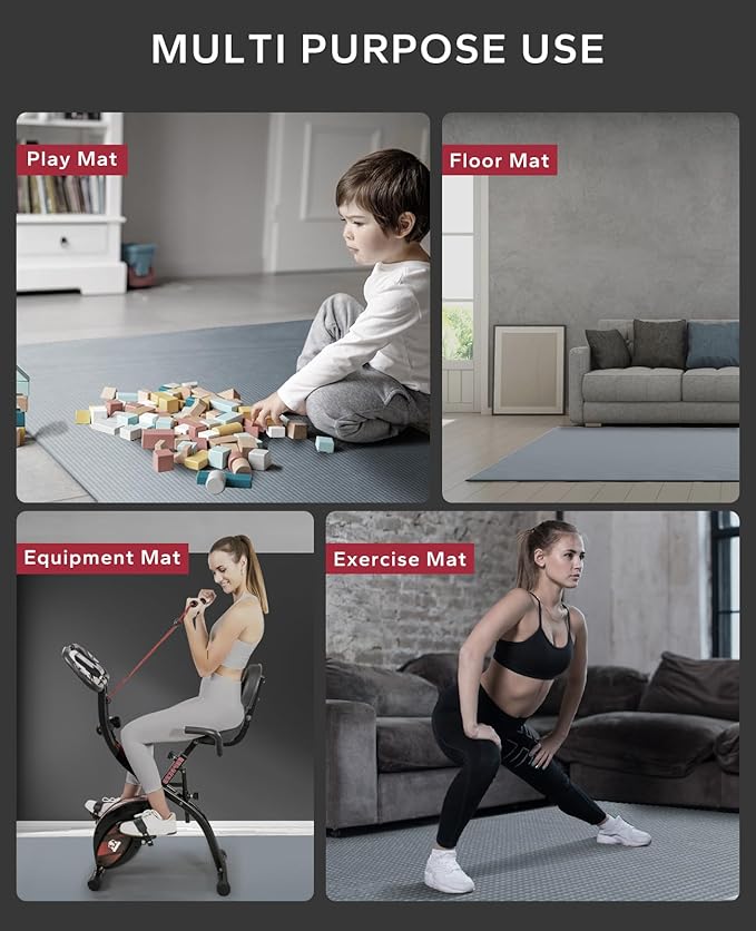HAPBEAR Large Exercise Mat-7'x5'/6'x8'/6'x9'/6'x10'/6'x12'x8mm(1/3"),Non-Slip, Ultra Durable, Thick Workout Mat for Home Gym Flooring Cardio, Yoga for Fitness, High-Density, Shoes-Friendly