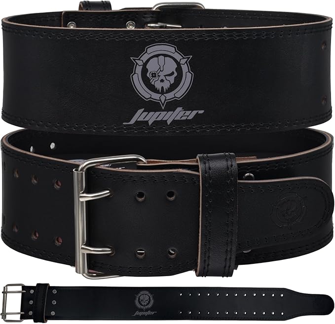 Weight lifting Belt (6mm Thick) - Genuine leather, offering back support. Double-pronged buckle, ideal for weightlifting, powerlifting, squats and deadlifts