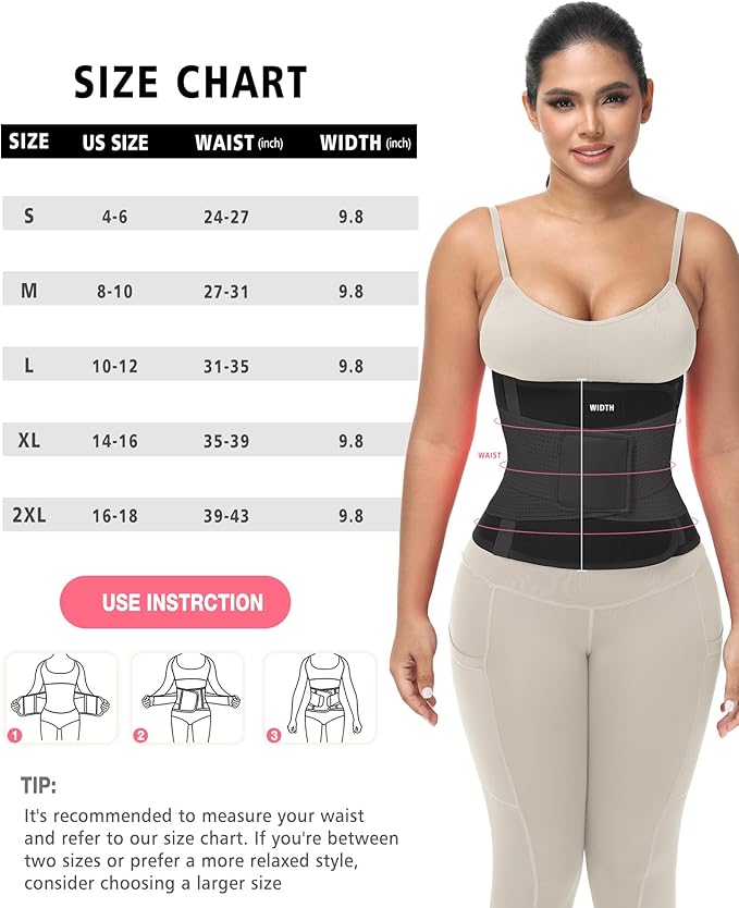 Waist Trainer for Women & Men - Sweat Belly Fat Trimmer Belt - Tummy Control Body Shaper & Back Support Sauna Suit
