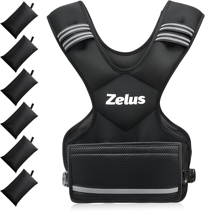 ZELUS Weighted Vest for Men and Women | 4-10lb/11-20lb/20-32lb Vest with 6 Ironsand Weights for Home Workouts | Adjustable Body Weight Vest Exercise Set for Cardio and Strength Training