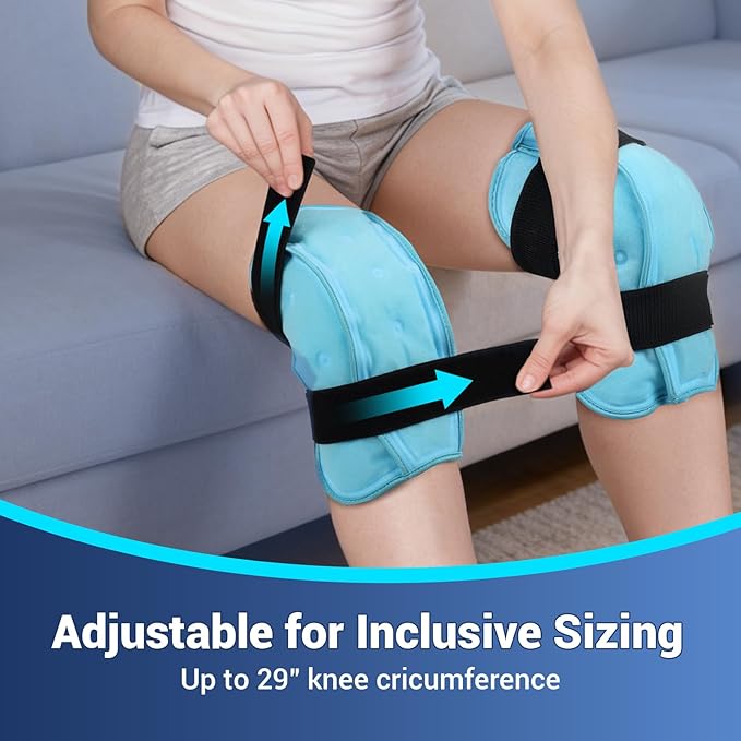 Comfytemp 3D Knee Ice Pack Wrap for Injury Reusable Gel, Knee Cold Pad Brace, Hot Cold Therapy for Meniscus Tear, Leg Pain, Knees Replacement, Arthritis, Muscle Recovery, After Surgery Use - 2 Packs