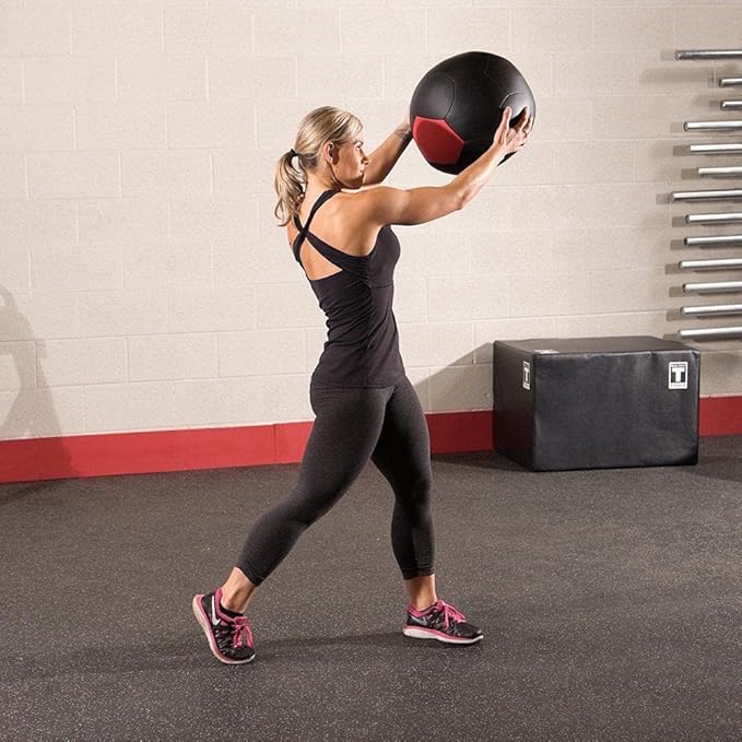 Body-Solid Tools (BSTSMB) Soft Shell Medicine Ball – Non Bouncing Wall Balls for Strength Training, Weight Loss Workout, Core Exercise and Home Gym Fitness, Black, 6-30lbs Weight