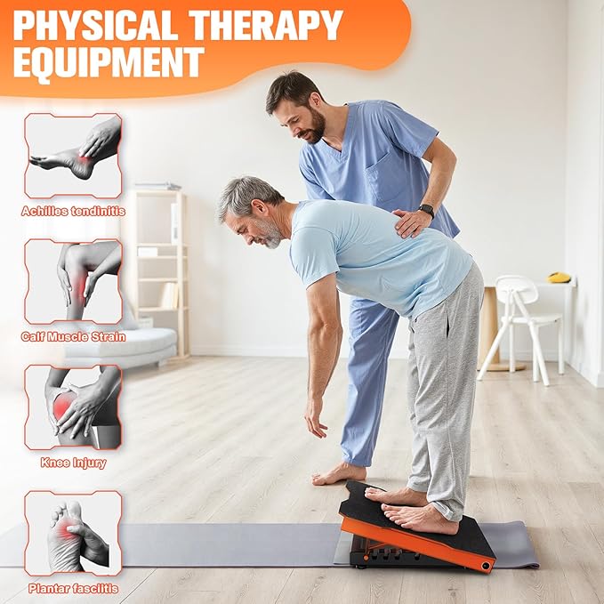 Steel Slant Board Calf Stretcher, 600 Lbs Weight Capacity 5-Level Adjustable Incline Board Squat Wedge Achilles Ankle Stretcher Non-Slip Surface for Squat, Fitness, Physical Therapy
