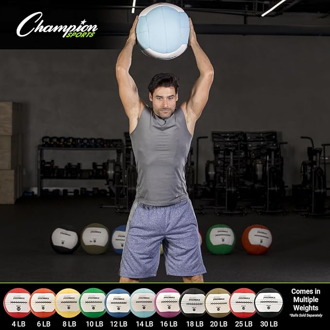 Champion Sports Rhino Promax Wall Balls - Soft Shell Non-Slip Grip for Weightlifting, Plyometrics, Cross Training, & Home Gym