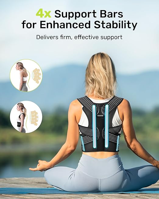 Rakiie Ergonomic Back Straightener Posture Corrector, Adjustable Non-slip Back Strap Can Wear by Self, lumbar Support for Shoulder Neck Hump Slouching Corrector, Gray Size S (Upper Waist: 29.5"-35.4")