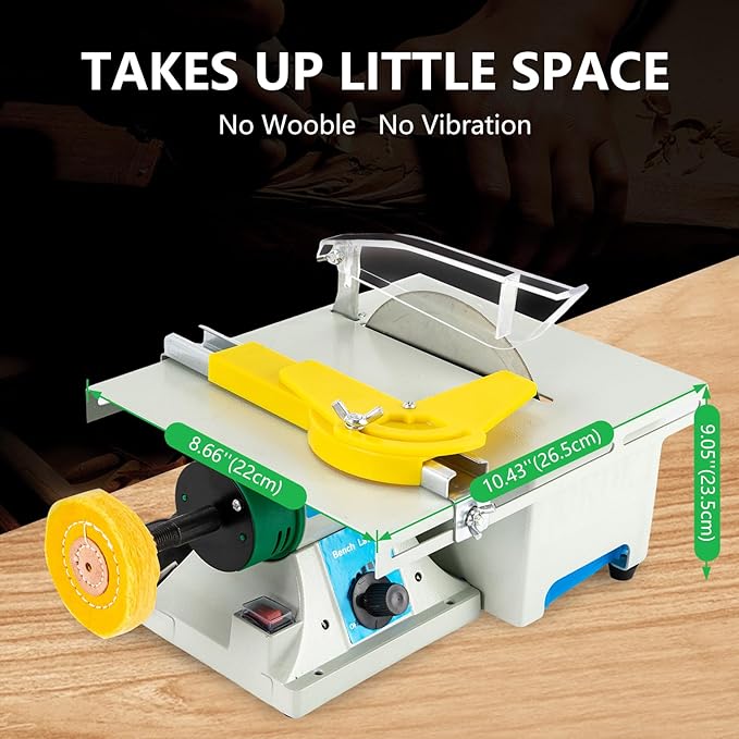 5-In-1 Lapidary Saw, 750W Rock Polisher Rock Saw Rock Cutter Rockfor Cutting Rocks Table Grinder 800-10000rpm DIY Jewelry Polishing Bench Buffer Grinding Machine for Carving, Polishing