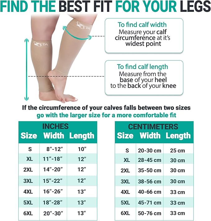 Zeta Wear Plus Size Compression Sleeves 15-19mmHg Medical Grade Wide Calf