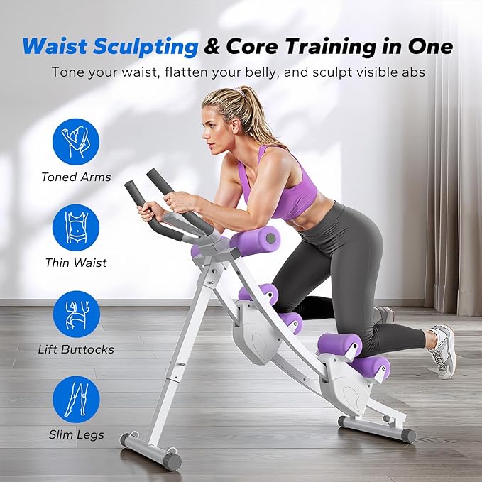 MERACH Ab Machine, Adjustable Ab Trainer Machine, AB Workout Equipment for Home Gym, Independent Dual Tracks for Mountain Climber, Foldable for Home Exercise, Load Capacity 440 LBS