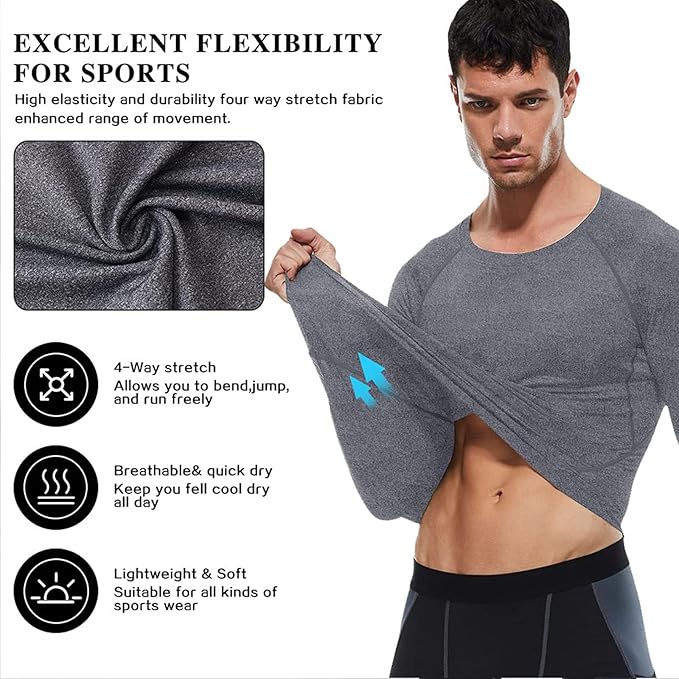 SPVISE 1 or 3 Pack Men's Compression Shirts Long Sleeve Workout Gym T-Shirt Running Top Cool Dry Sports Baselayer Undershirts