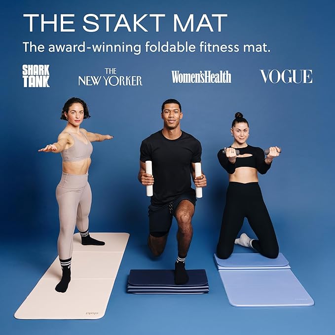 Stakt The Original Foldable Yoga Mat, Premium Foldable Exercise & Workout Mat with Non-Slip Surface, Lightweight Portable for Studio or Home Use, As Seen on Shark Tank