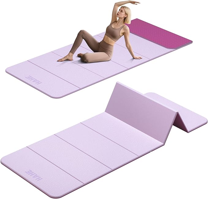 HAHE 7-Fold Design Extra Thick Yoga Mat 72"L x 24"W x 0.47",TPE Fitness Exercise Mats, Non-Slip Foldable Yoga Mat, High Density, Portable for Men & Women, Yoga, Pilates, Home Gym