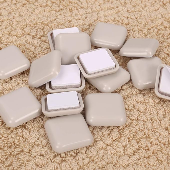 20 PCS Self-Stick Furniture Sliders,1 Inch OD Square Furniture Sliders for Carpet,Furniture Moving Glides for Furniture-Adhesive Carpet Sliders