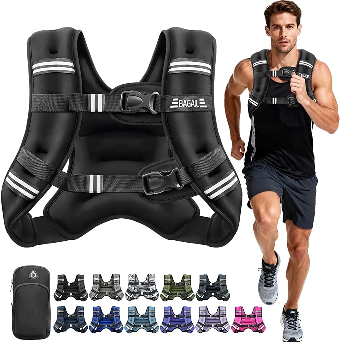 BAGAIL Comfort-Fit Weighted Vest for Woman, Even Weight Distribution, Faster Weight Loss, No-Chafe or Bounce for Walking & Running with Detachable Phone Pouch & Reflective Stripes (Available 5-30lbs)