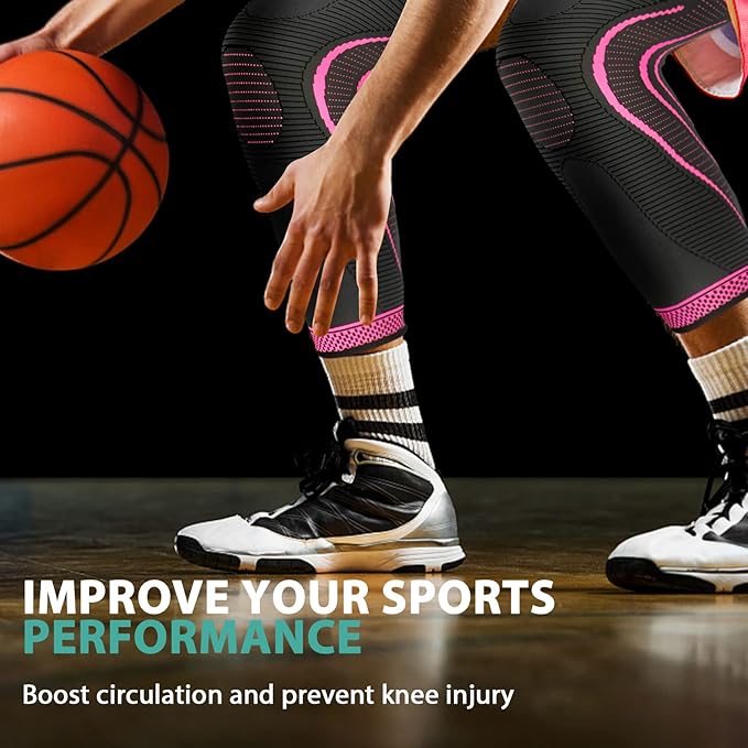 2 Pack Full Leg Compression Sleeves for Men And Women Long Knee Brace Support for Basketball, Running, Workout, Cycling, Sport